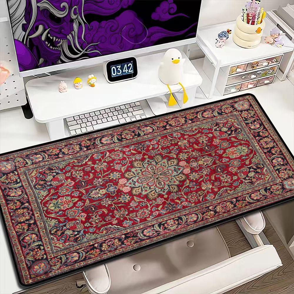 Retro Gaming Desk - Vintage İran Halısı Desenli Büyük Mouse