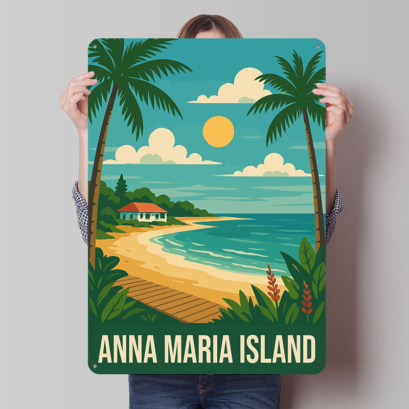 Retro Gaming Island - Anna Maria Adası Seyahat Metal Posteri