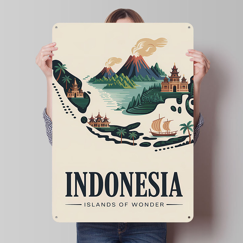 Retro Gaming Island - Endonezya Harikalar Adaları Seyahat Baskılı Poster