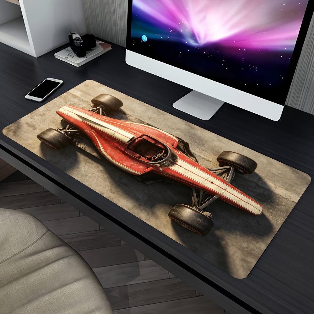Retro Gaming Desk - Retro Formula Yarış Arabası Desenli Geniş