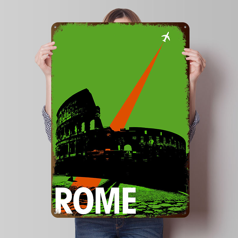 Retro Gaming At Home - Roma Seyahat Metal Posteri Kişiselleştirilmiş Duvar