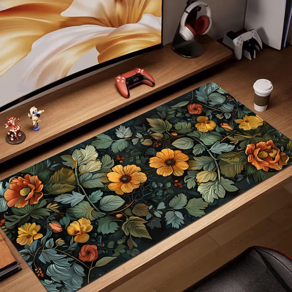 Retro Gaming Desk - Retro çiçek sanat rendering Mouse Pad