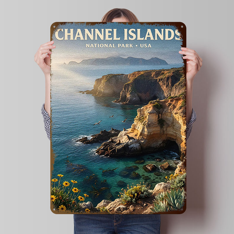 Retro Gaming Island - Kanal Adaları Ulusal Parkı Metal Poster