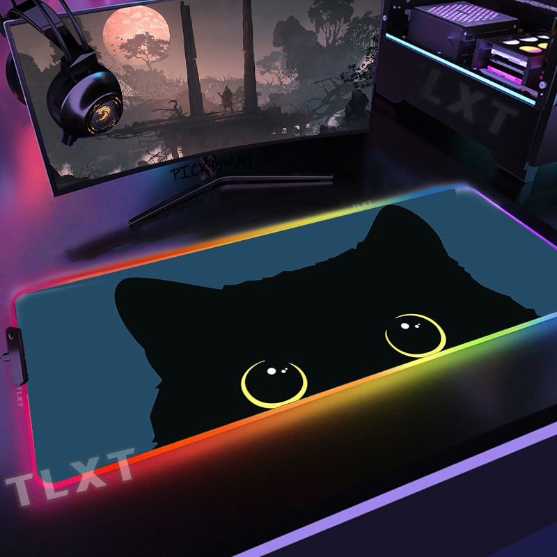Retro Gaming Art - Büyük RGB fare Mat sevimli kedi