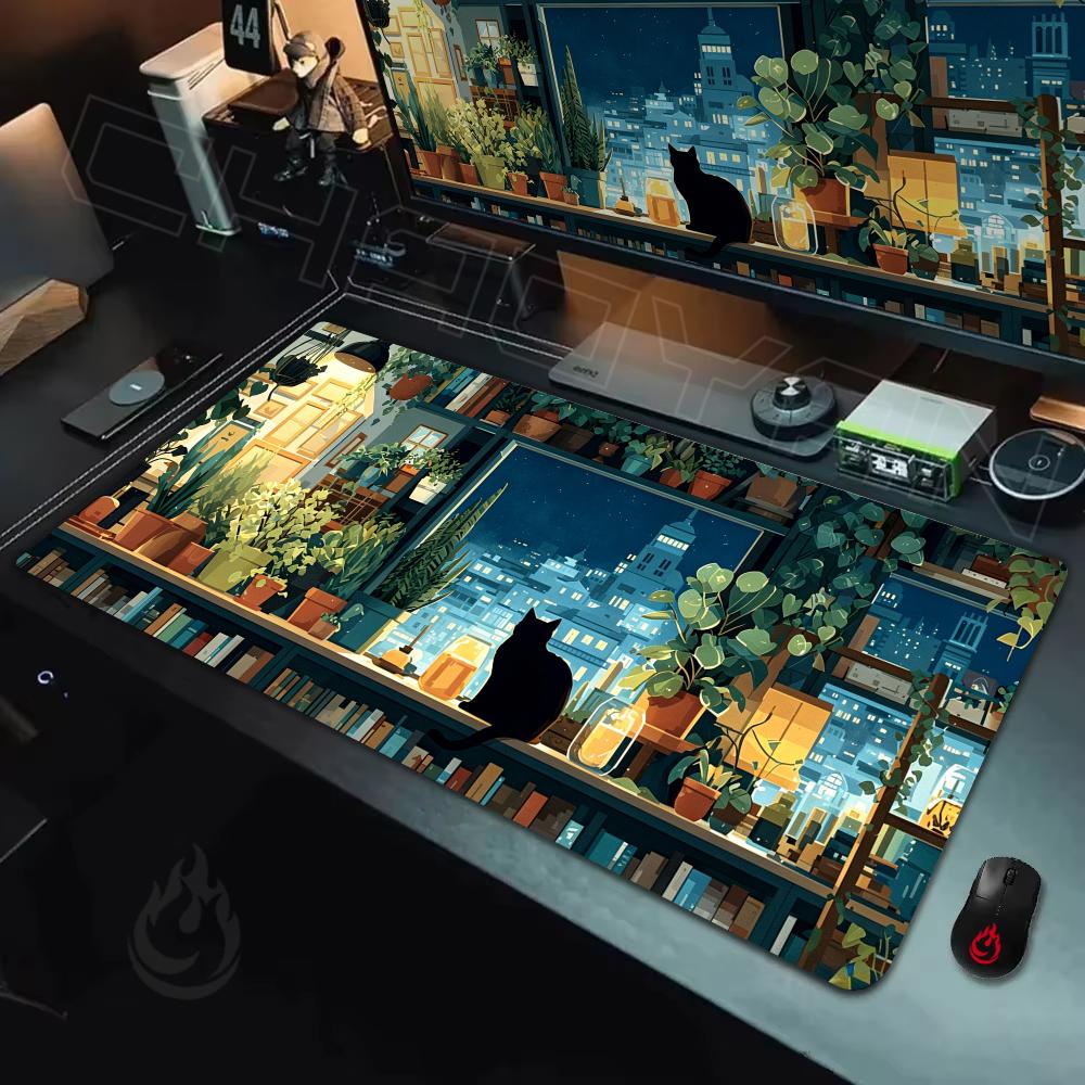 Retro Gaming Desk - Retro Yeşil Bitki Desenli Çalışma Mouse